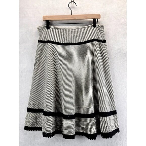Seer Sucker Skirt w Lace Black White Knee by Merona sz4 L/XL 32" Waist Preppy - Picture 6 of 12